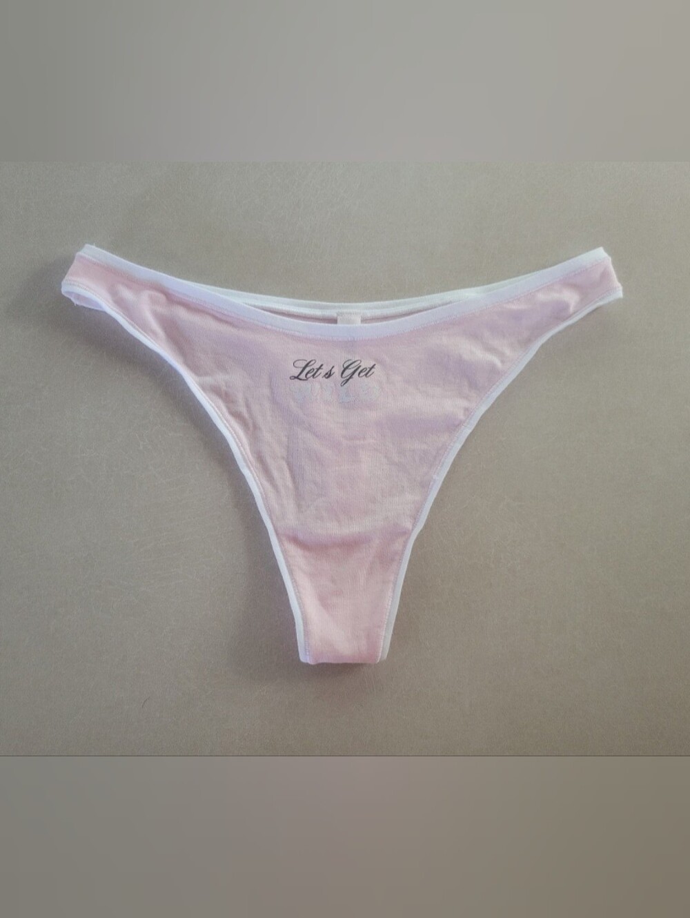 Victoria's Secret Light Pink Cotton Thong with White Trim
